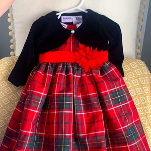 Red Plaid 18 month Dress with velour shrug